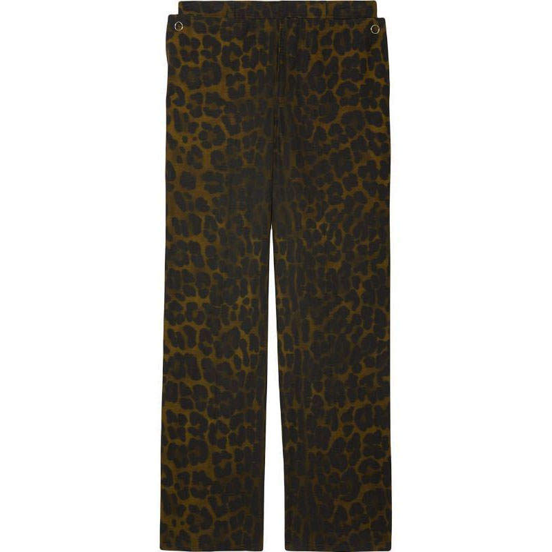 Burberry Leopard Print Straight Leg Cotton Trousers