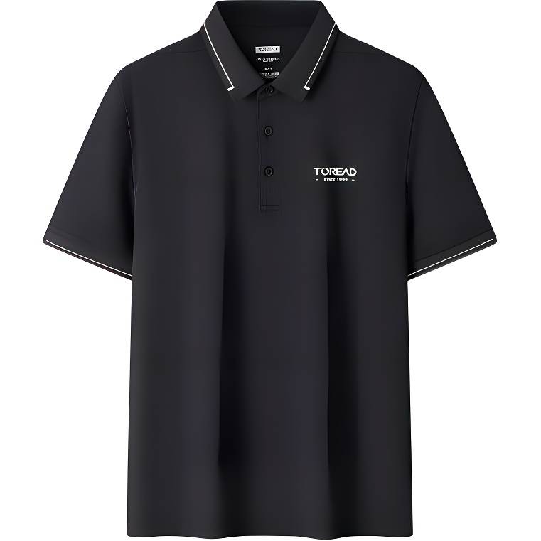 TOREAD Polo Shirts Men's Black Polo Collar Moderate Straight Fit