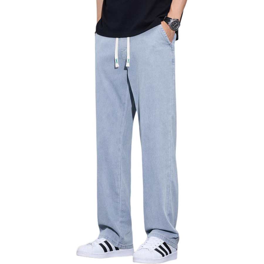 Tonlion Jeans Unisex Light Blue Moderate Straight Fit Pants