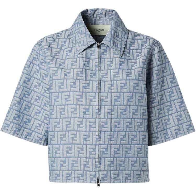 FENDI FENDI Ff Chambray Zipped Cropped Jacket
