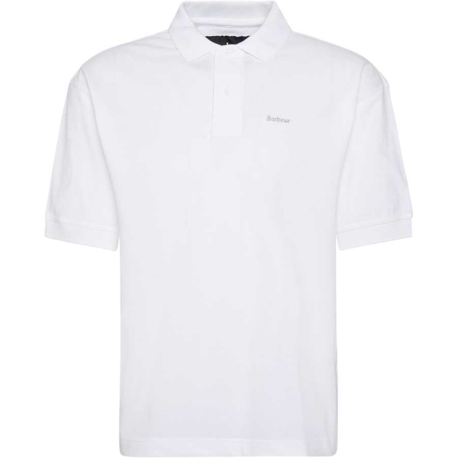 BARBOUR Polo Shirts Men's White Polo Collar Moderate Straight Fit