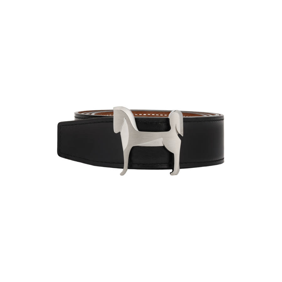 HERMES HERMES Panache Calfskin Leather Belts Men's Width 3.2cm