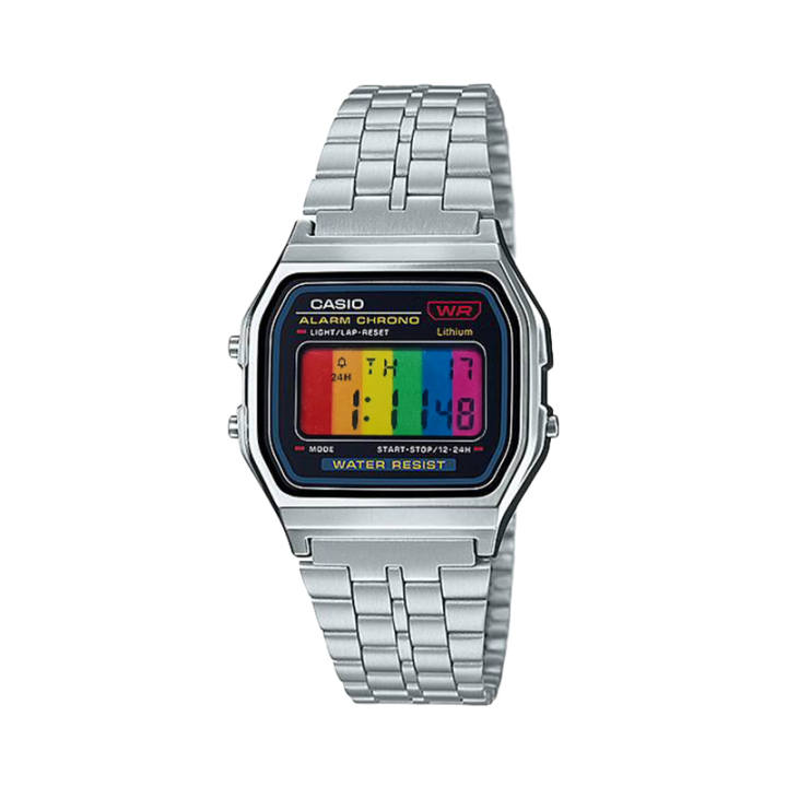 CASIO CASIO Custom Collection A159WA N1 Custom Rainbow Screen Blood Crane Screen Quartz Movement Stainless Steel Strap