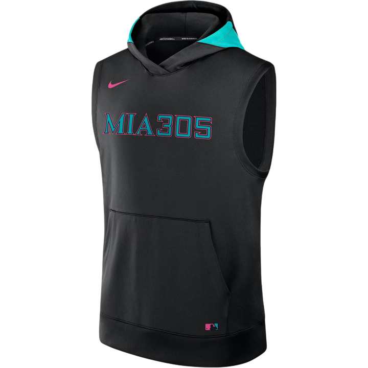 Nike Nike Miami Marlins Authentic Collection City Connect Men's Nike Dri FIT Mlb Sleeveless Pullover Hoodie