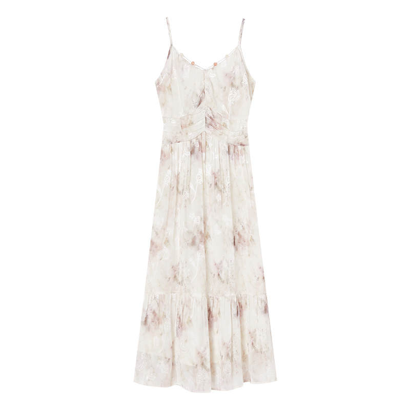 XIANGYING Slip Dresses Women's V Neck Thin Mid Length