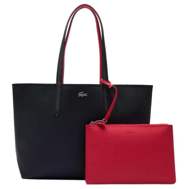 LACOSTE PVC Tote Bag, Shopping Bag, Shoulder Bag, Handbag Women's Dark Blue & Red