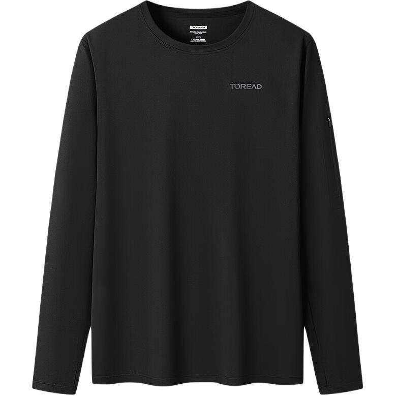 TOREAD T Shirts Men's Black Crew Neck Moderate Straight Fit