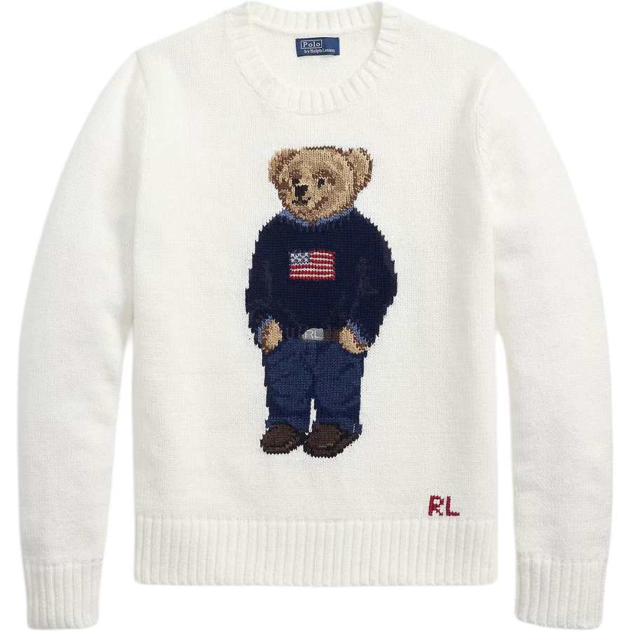 Polo Ralph Lauren Polo Bear Knitwear Loose Fit Women's Washed White Multicolor