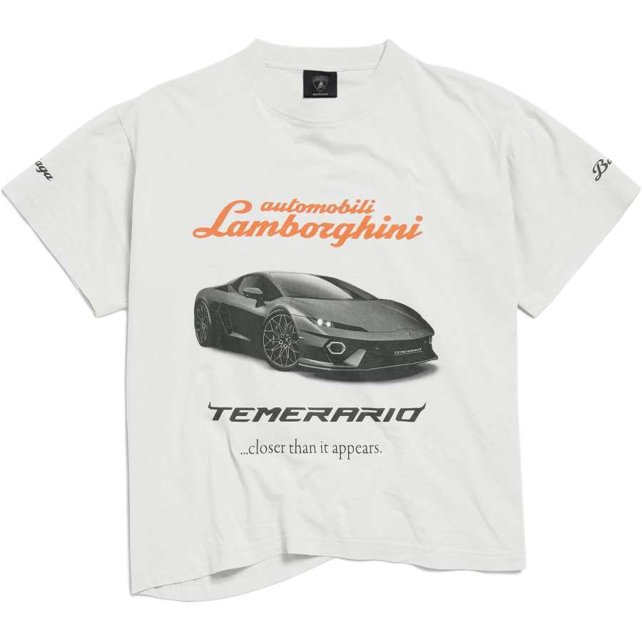 Balenciaga x AUTOMOBILI LAMBORGHINI T Shirt Women's White Loose Fit