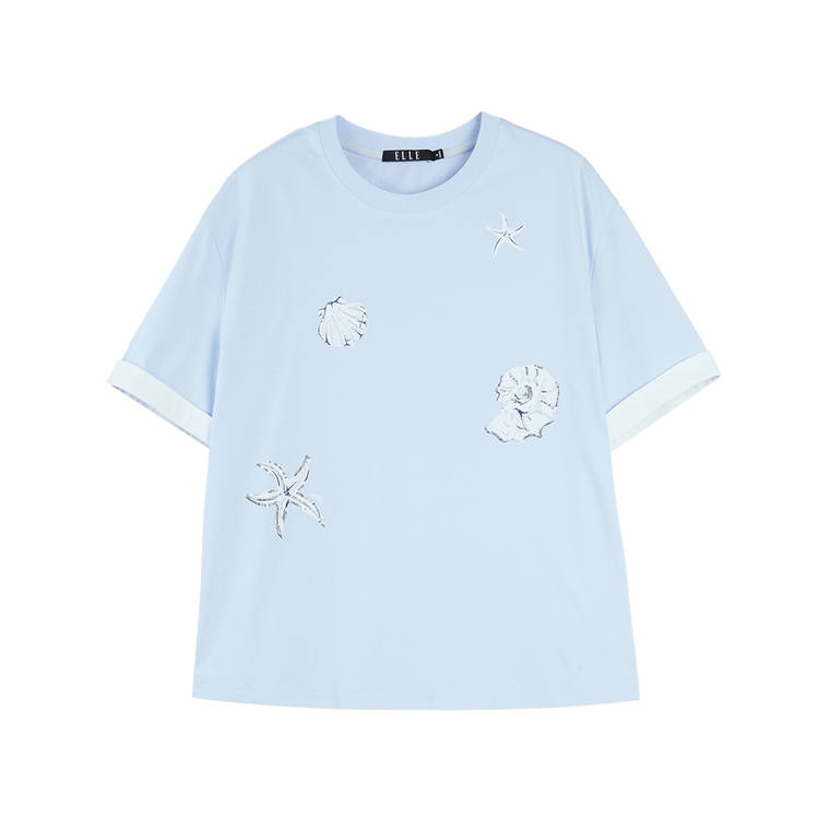 ELLE T Shirts Women's Crew Neck Thin