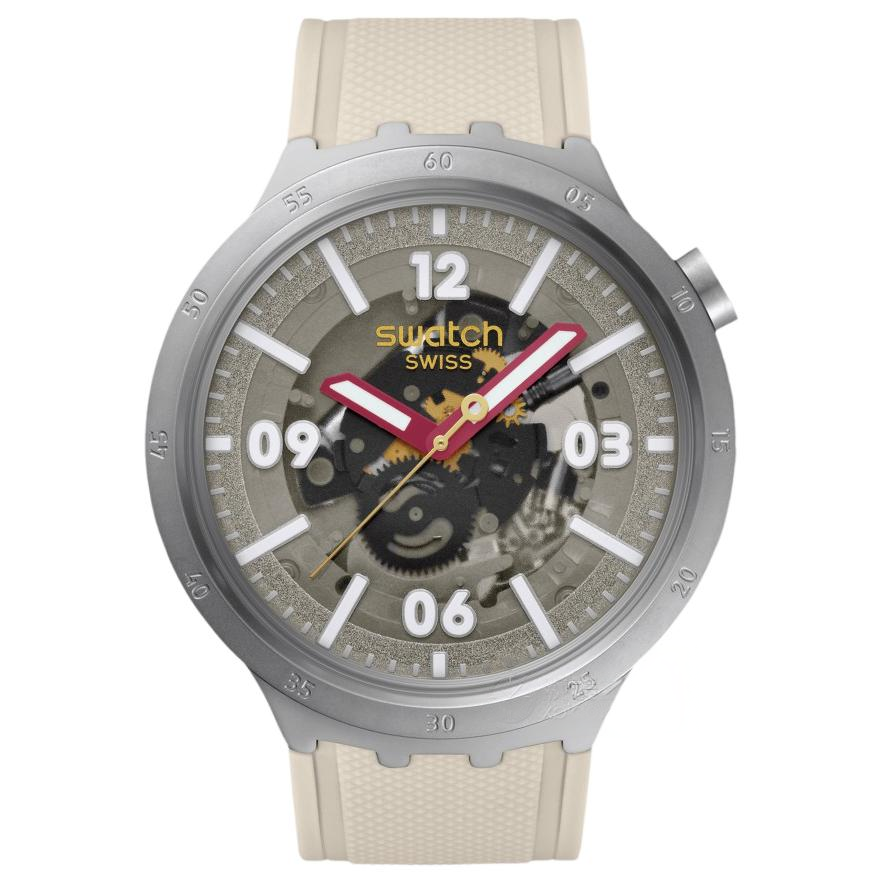 SWATCH ESSENTIALS Quartz Movement Men's Watches Watch 47mm Skeleton Dial Stainless Steel Case Silicone Strap