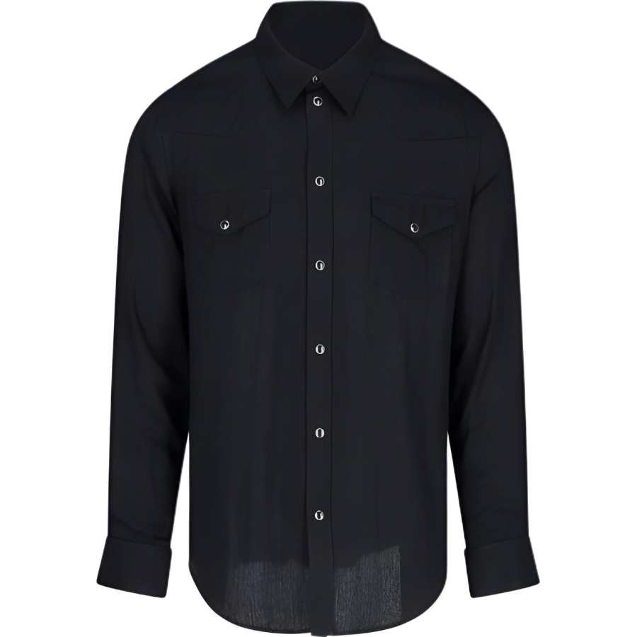 CELINE CELINE Shirts Men's Black Lapel Moderate Other