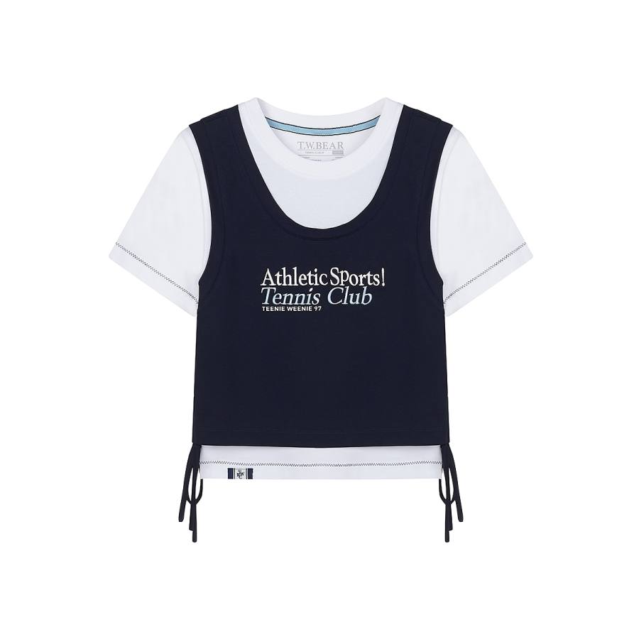 Teenie Weenie T Shirts Women's Navy Blue Crew Neck Moderate Straight Fit