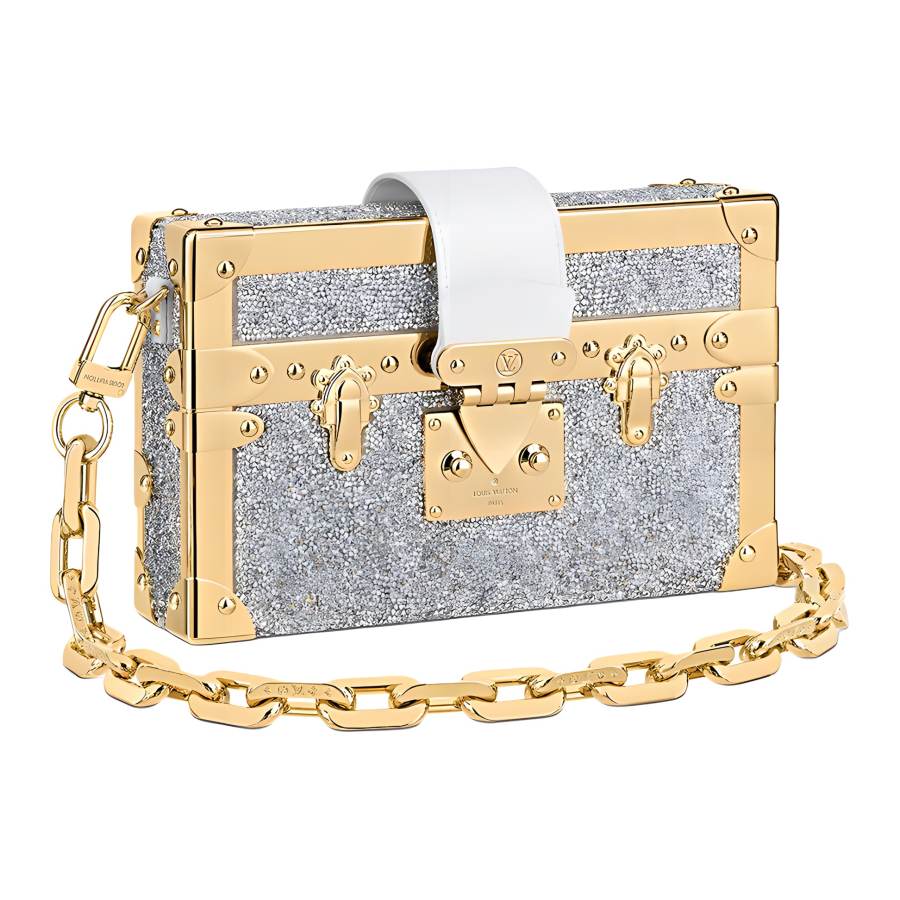 LOUIS VUITTON PETITE MALLE Metal Shoulder Bag Women's Silver