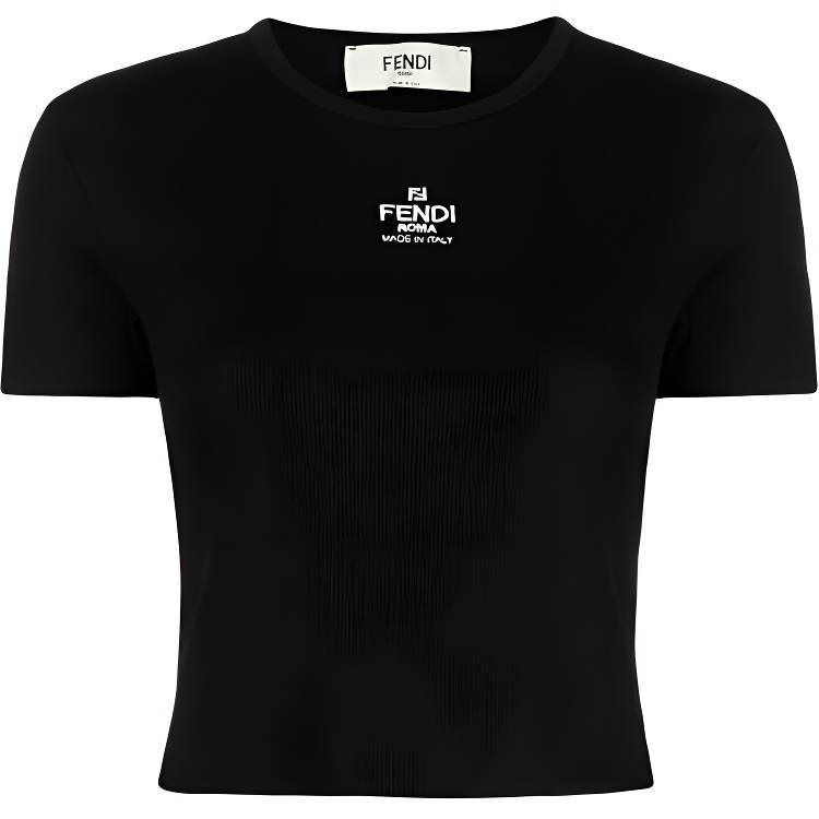 Fendi logo-embroidered cropped cotton-blend T-shirt