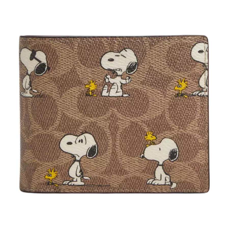 COACH COACH PEANUTS Snoopy, Collaboration Coated Canvas Wallet Regular Men's Brown