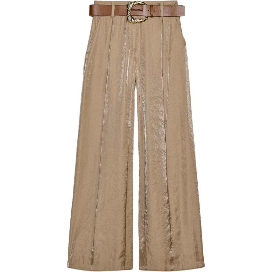 ZARA Casual Pants Women's Brown/Dark Taupe Moderate Wide Leg Pants