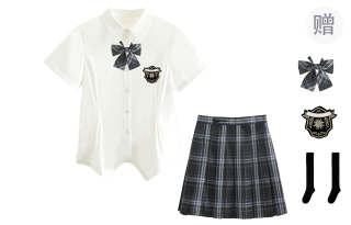 SHENBEI JK Uniforms Women's Polo Collar Moderate Short Pleated Skirt