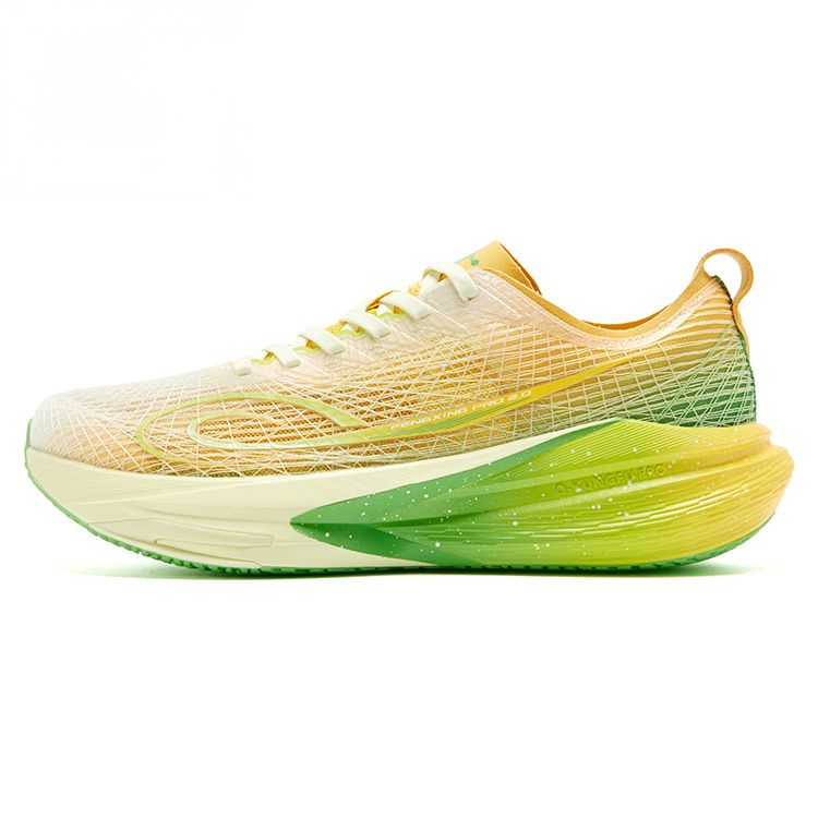 QIAODAN Cushioning Breathable Low top Physical Fitness Test & Exam Racing Running Shoes Men's Yellow Green