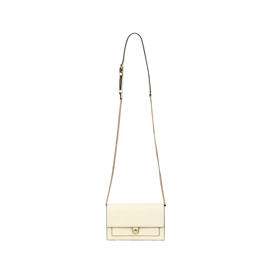 TORY BURCH T Monogram Leather Wallet, Shoulder Bag, Crossbody Bag Mini Women's Light Cream