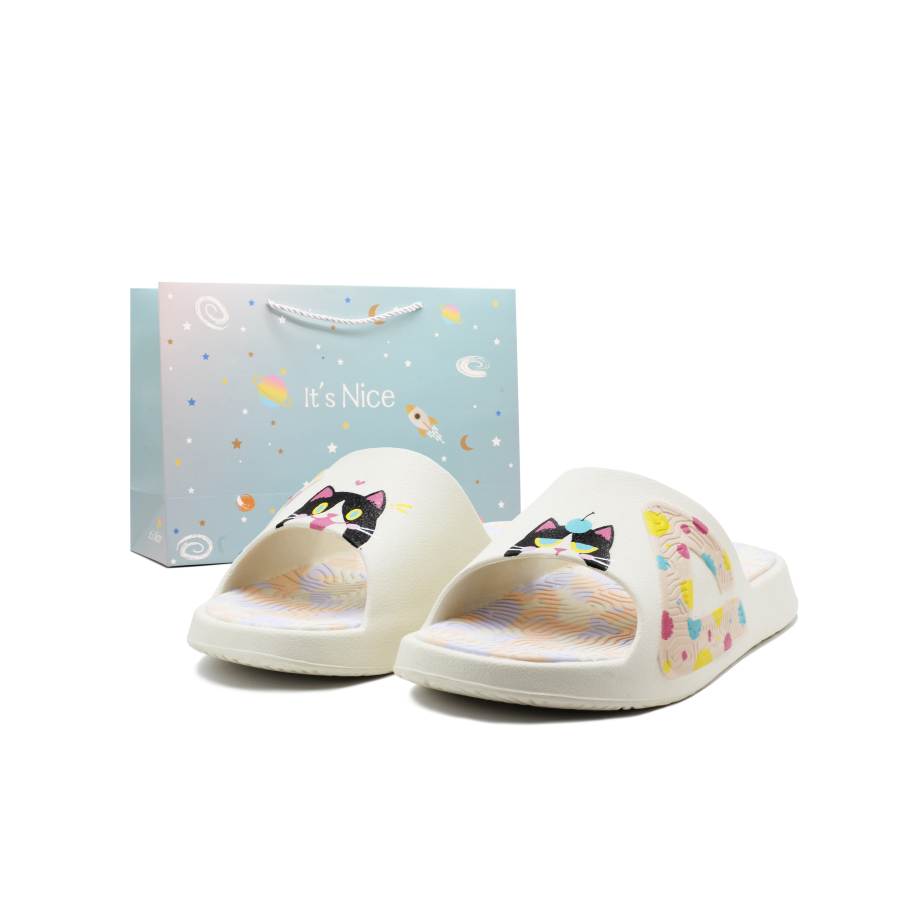 PEAK Statistic Sandals EVA Quiet Abrasion Resistant Slide Slippers Unisex Canvas White