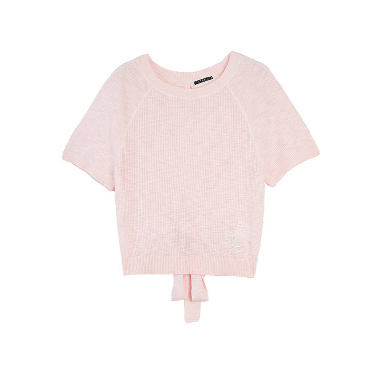 ELLE Knitwear Women's Pink Crew Neck Thin