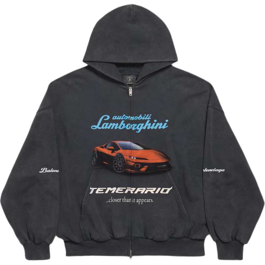 Balenciaga x AUTOMOBILI LAMBORGHINI Sweatshirt Slim Fit Men's Black