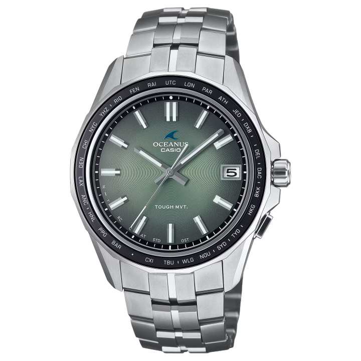 CASIO CASIO RETRO TONE Solar Quartz Movement Titanium Strap Watch Men's Watches Green Dial