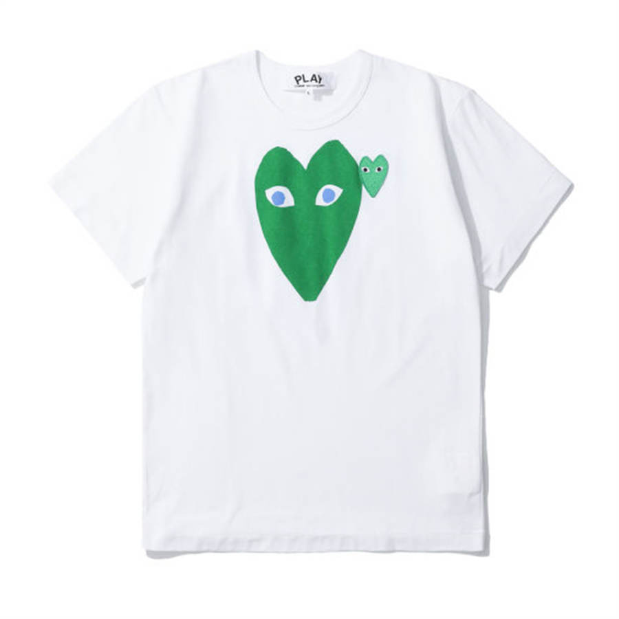 CDG Play Comme Des Garcons Play Blue Eyed Green Heart T shirt