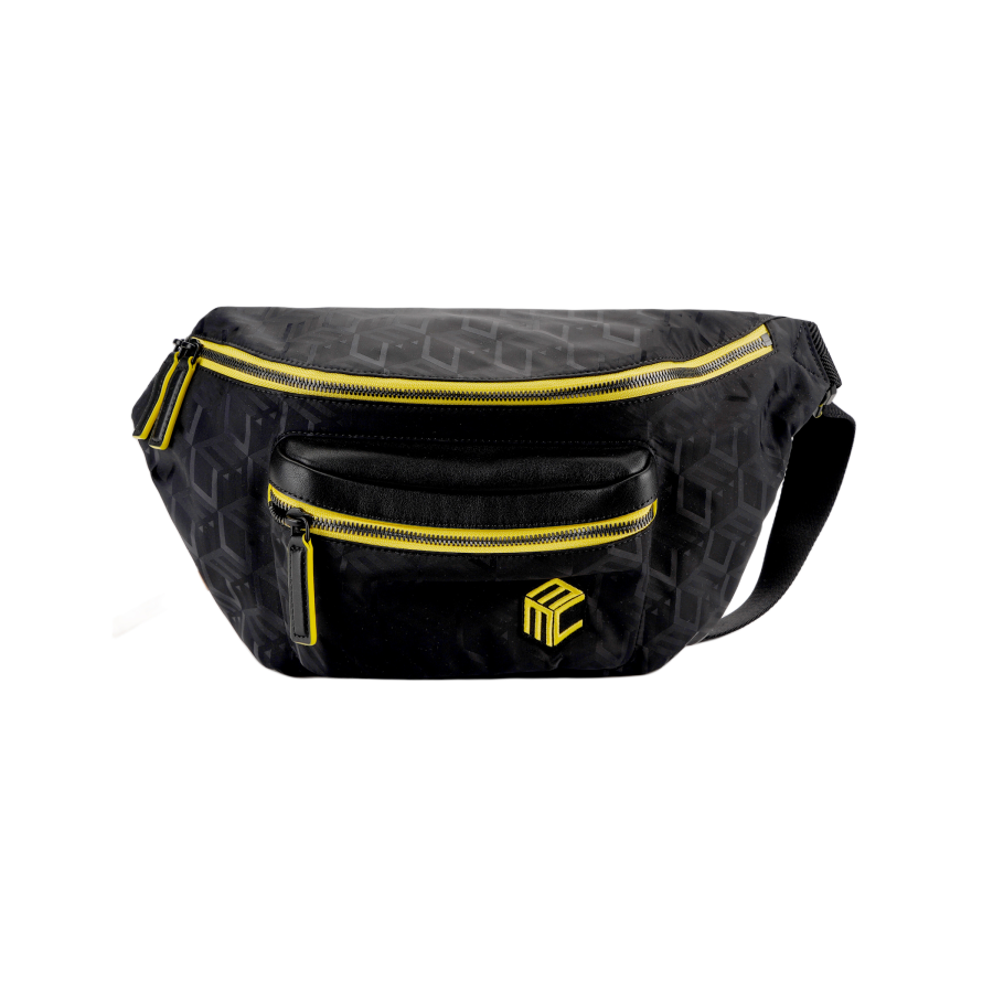 MCM Jacquard Nylon And Nappa Leather Crossbody Fanny Pack Large Men's Black