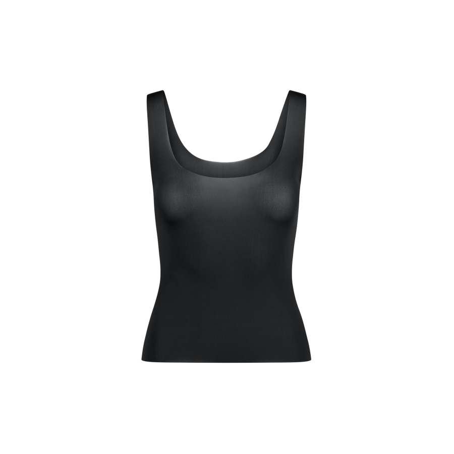 Skims Tank Tops Women's Obsidian/Obsidian Color Crew Neck Moderate Other