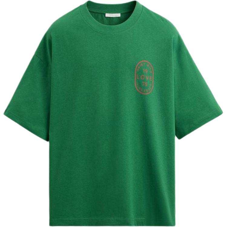 ZARA T Shirts Men's Green Crew Neck