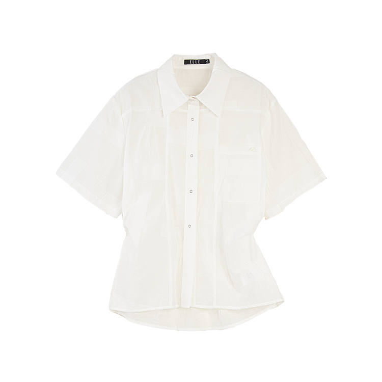 ELLE Shirts Women's White Lapel Moderate Shirt