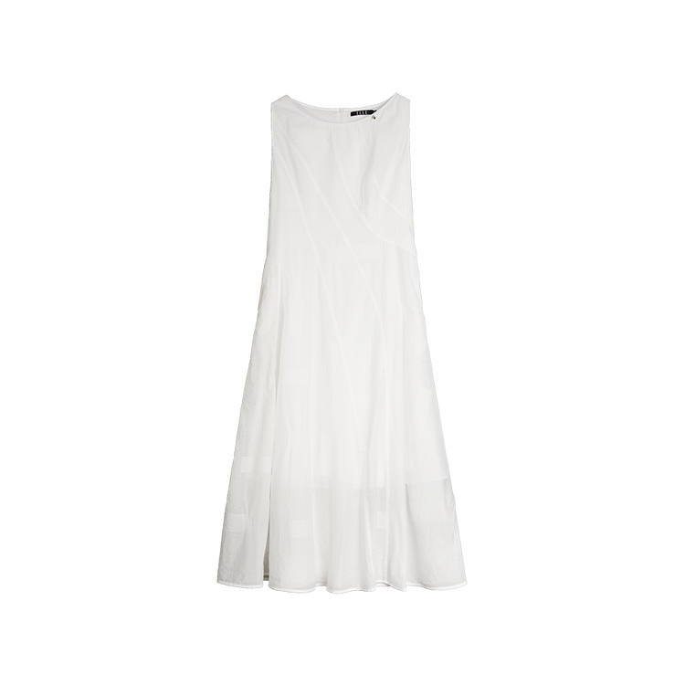 ELLE Sleeveless Dresses Women's White Crew Neck Moderate Mid Length