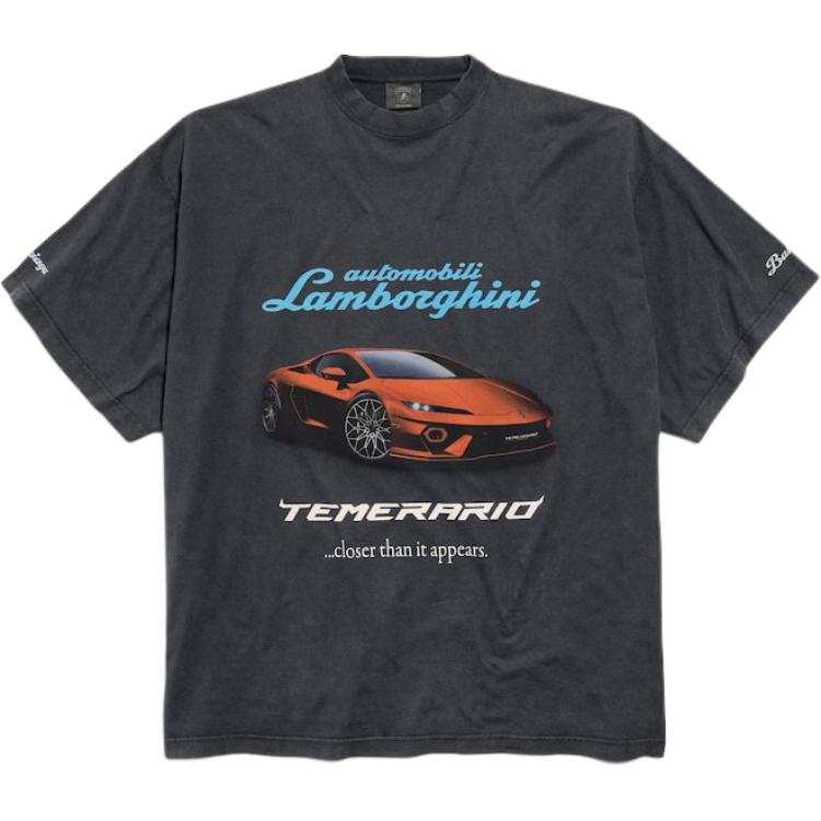 Balenciaga x AUTOMOBILI LAMBORGHINI T Shirt Loose Fit Men's Black