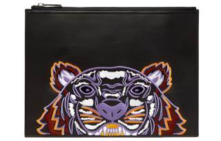 KENZO Cow Leather Clutch Men's Black