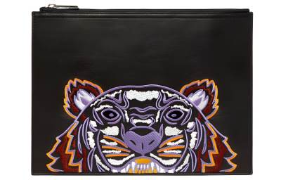 KENZO Cow Leather Clutch Men's Black