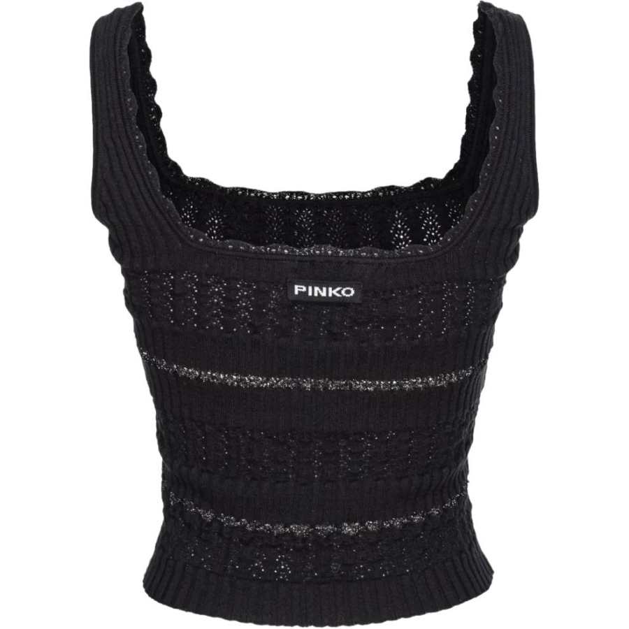 PINKO Tank Tops Women's Black Square Collar Moderate Other