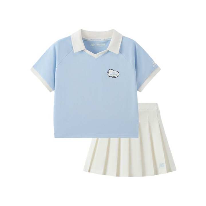 New Balance Children Aged 3 7 Years Old New Balance x BLANK CAT Skirt Set SS25 2 Piece Set White