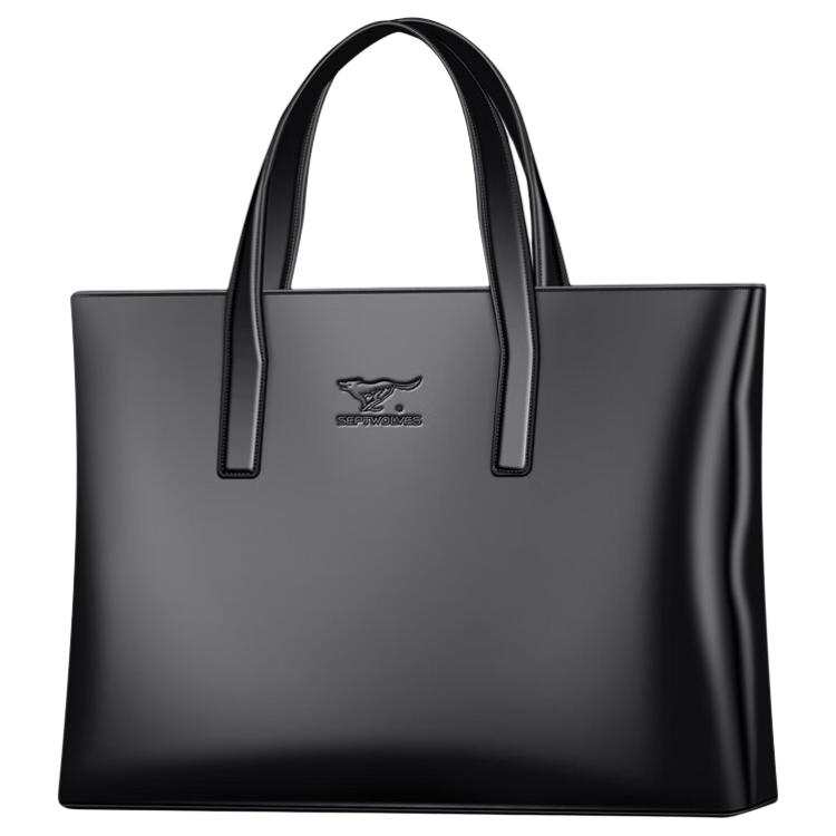 SEPTWOLVES Fashion Trend Synthetic Leather Briefcase Large Men's Black
