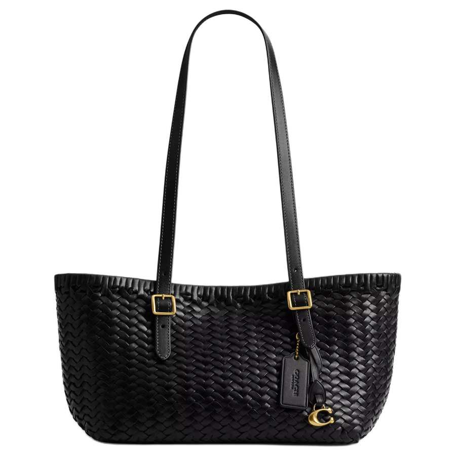 COACH Leather Tote Bag, Shopping Bag, Handbag Medium Women's Black
