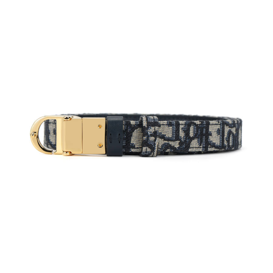 DIOR DIOR Cotton Leather Belts Women's Blue Width 2cm