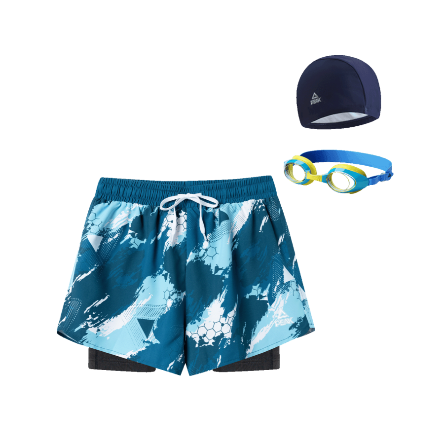 PEAK Kids' Swimsuit Shorts+Swimming Cap+Swim Goggles Teenagers