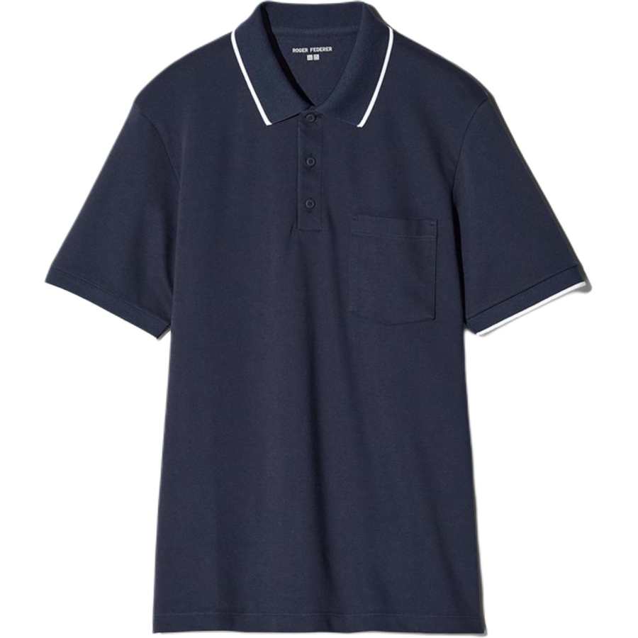 UNIQLO Polo Shirts Unisex Navy Blue Polo Collar Moderate Straight Fit
