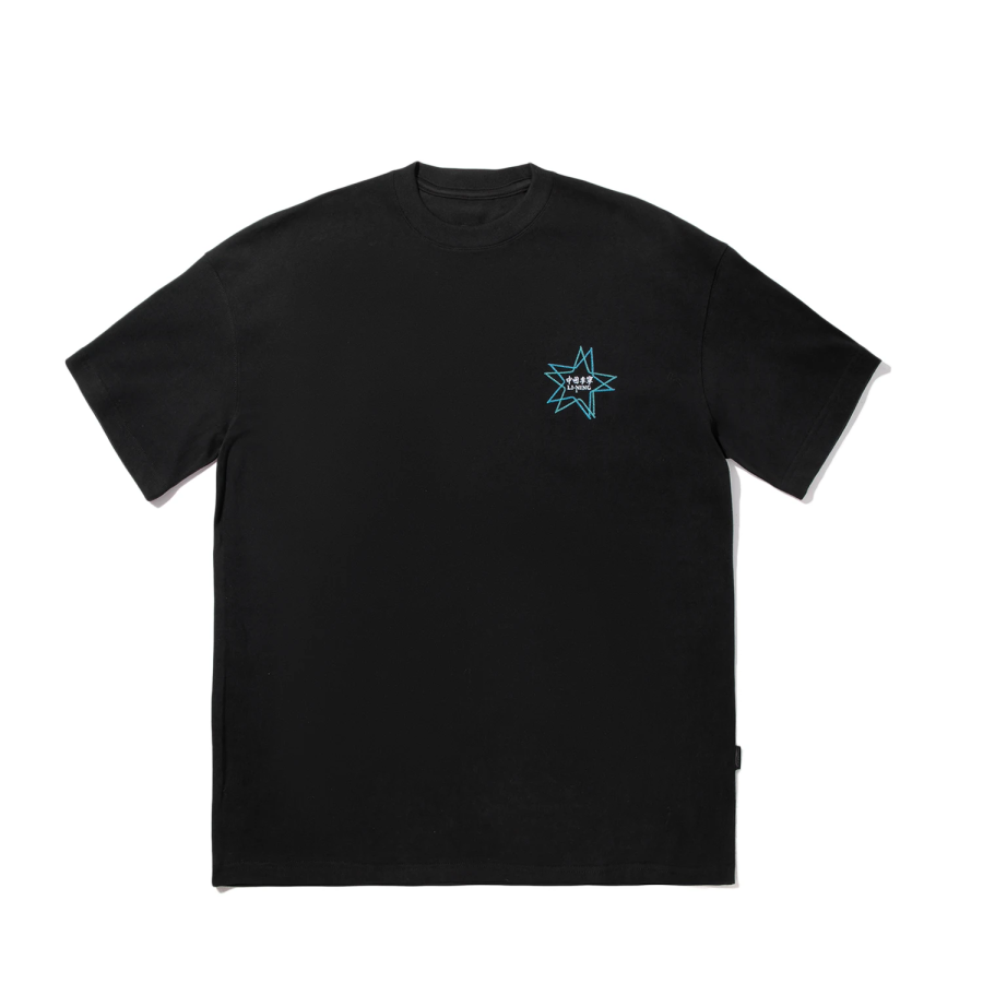 Li-Ning Li Ning T Shirts Unisex Black Crew Neck Moderate Straight Fit