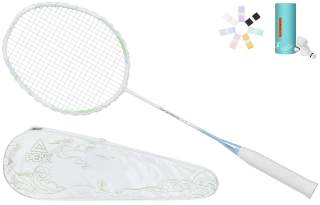 PEAK Full Carbon Badminton Rackets Control Type All around Defense Entry level 4U/G5 White Blue