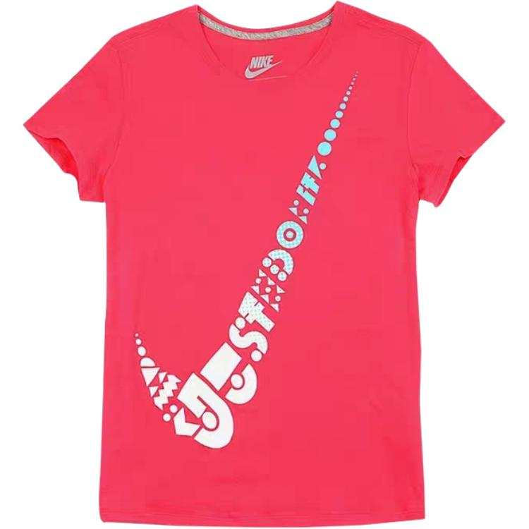 Nike Nike T Shirts Women's Red Crew Neck Moderate Straight Fit