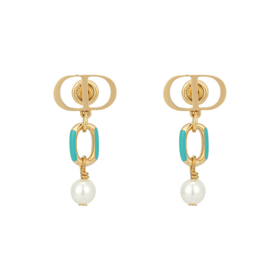 DIOR Metal, Resin Pearl Earrings Women's Gold
