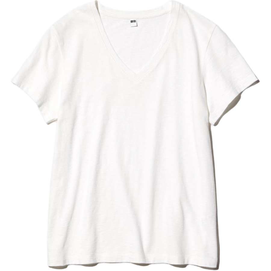 UNIQLO T Shirts Women's White V Neck
