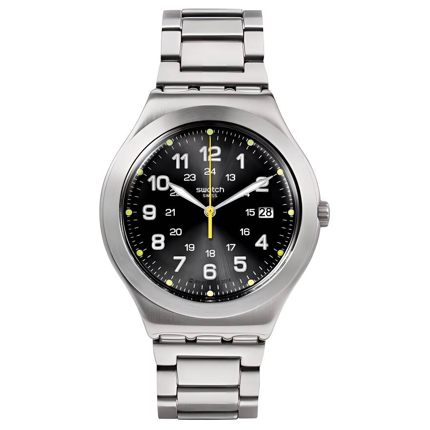 SWATCH Quartz Movement Men's Watches Watch 41mm Black Dial Stainless Steel Case Stainless Steel Watchband